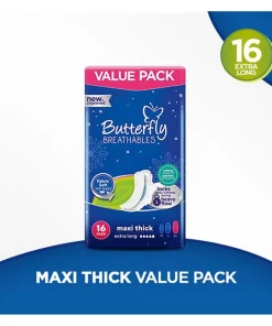 Butterfly Breathables Maxi Thick Pads, Extra Large, 16-Pack prices Paksitan