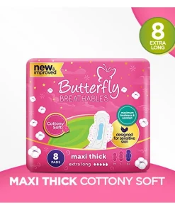 Butterfly Breathables Maxi Thick Pads, Extra Long, 8-Pack prices Pakistan