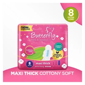 Butterfly Breathables Maxi Thick Pads, Extra Long, 8-Pack prices Pakistan