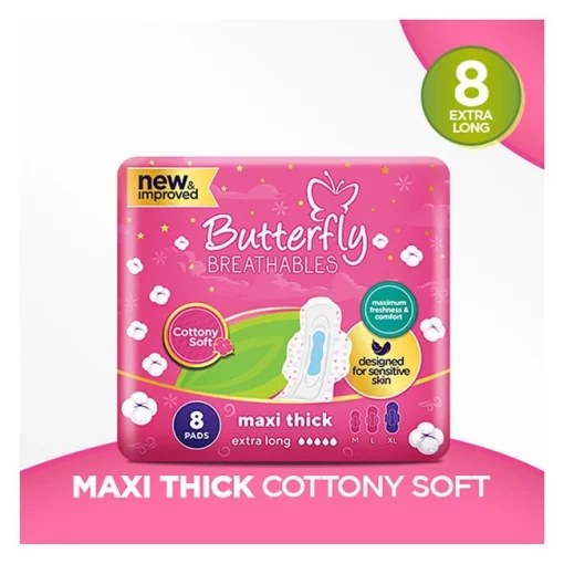 Butterfly Breathables Maxi Thick Pads, Extra Long, 8-Pack prices Pakistan