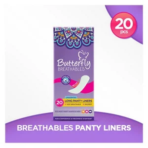 Butterfly Breathables Unscented Daily Care Panty Liners, 20 Long Liners