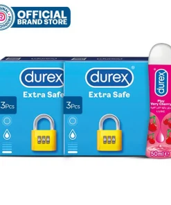 Durex Condoms Extra Safe 3 Pcs (Pack of 2) + Durex Very Cherry Lube 50ml pakistan