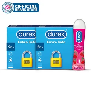 Durex Condoms Extra Safe 3 Pcs (Pack of 2) + Durex Very Cherry Lube 50ml pakistan