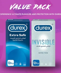 Durex Pack of 2 - Durex Extra Safe 12's Condoms + Durex Invisible Extra Thin 12's best Condoms in pakistan