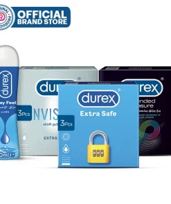 Durex Pleasure Pack - Invisible 3 Pcs + Extended Pleasure 3 Pcs + Extra Safe 3 Pcs + Play Tingle Lube 50ml