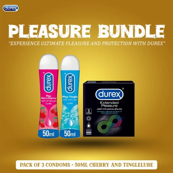 Durex Deal pack Extended Pleasure Condoms 3's and Cherry Tingle Lube 50ml in Pakistan