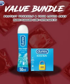 Durex Pack of 2 - Durex Extra Safe Extra Thick Safety Condoms 3s + Durex Play Tingle Lube 50ml pakistan