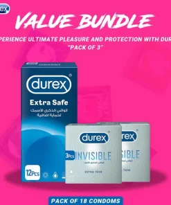 Durex Pack of 3 - Durex Extra Safe 12s Condoms + Durex Invisible Extra Thin 3s Condoms x 2 paksitan